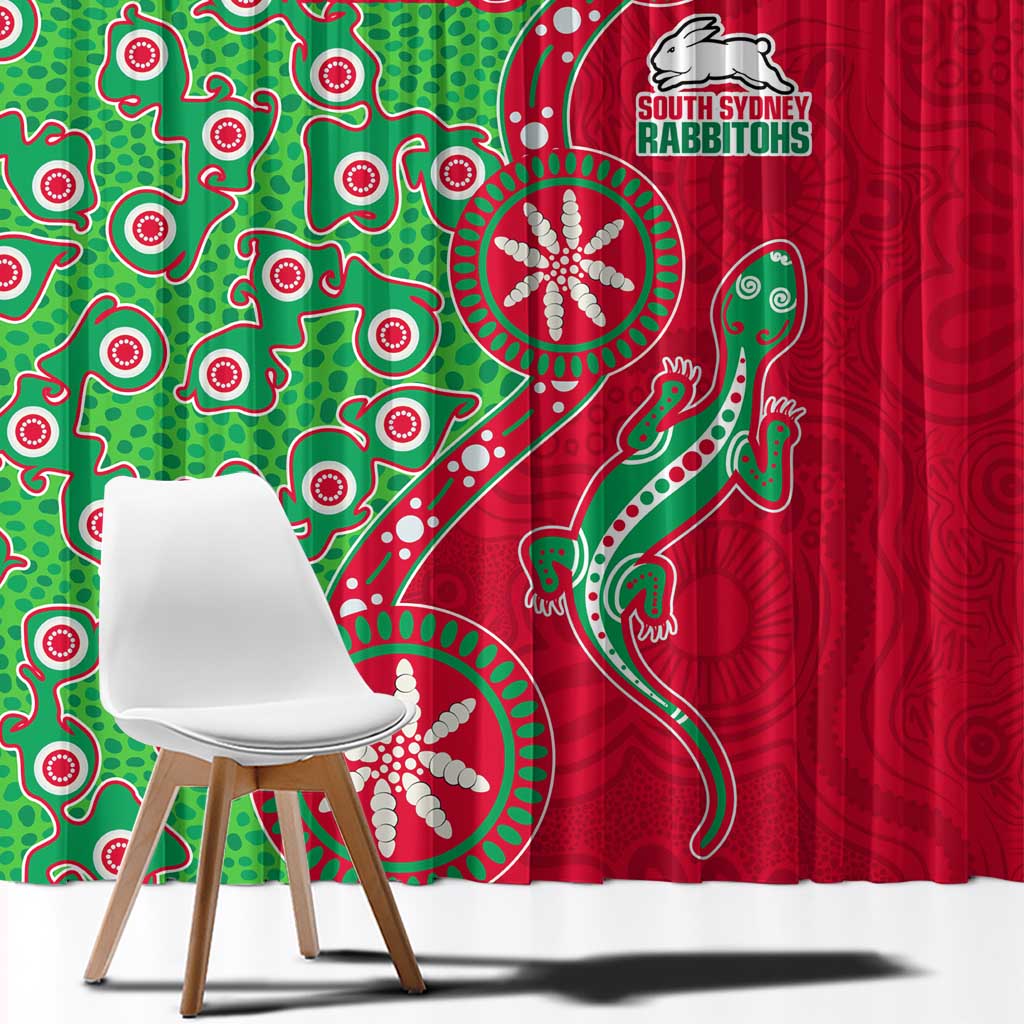 South Sydney Rabbitohs NAIDOC Week 2026 Window Curtain Aboriginal Lizard Dot Painting - 50 Years of Deadly