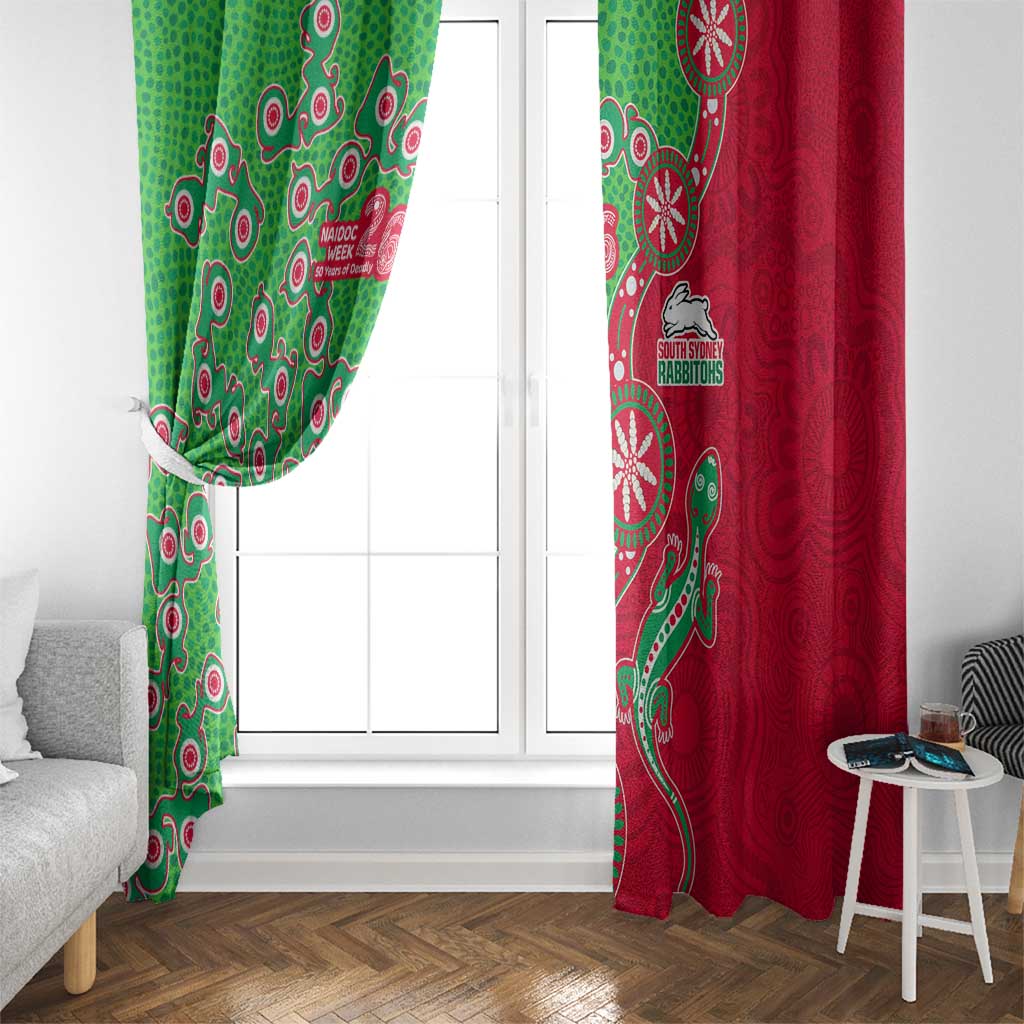 South Sydney Rabbitohs NAIDOC Week 2026 Window Curtain Aboriginal Lizard Dot Painting - 50 Years of Deadly