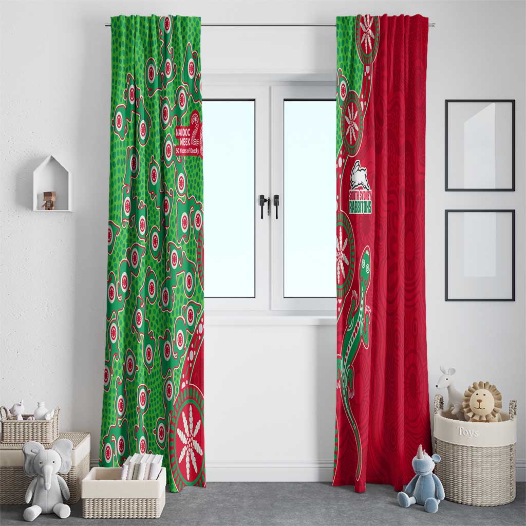 South Sydney Rabbitohs NAIDOC Week 2026 Window Curtain Aboriginal Lizard Dot Painting - 50 Years of Deadly