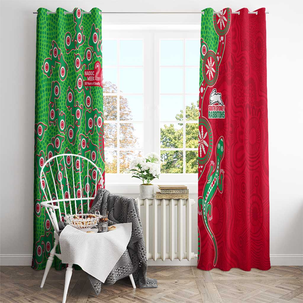 South Sydney Rabbitohs NAIDOC Week 2026 Window Curtain Aboriginal Lizard Dot Painting - 50 Years of Deadly