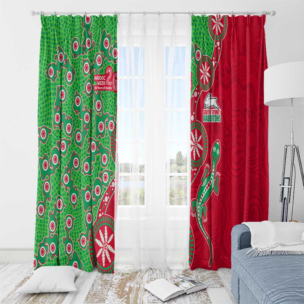 South Sydney Rabbitohs NAIDOC Week 2026 Window Curtain Aboriginal Lizard Dot Painting - 50 Years of Deadly