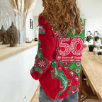 South Sydney Rabbitohs NAIDOC Week 2026 Women Casual Shirt Aboriginal Lizard Dot Painting - 50 Years of Deadly