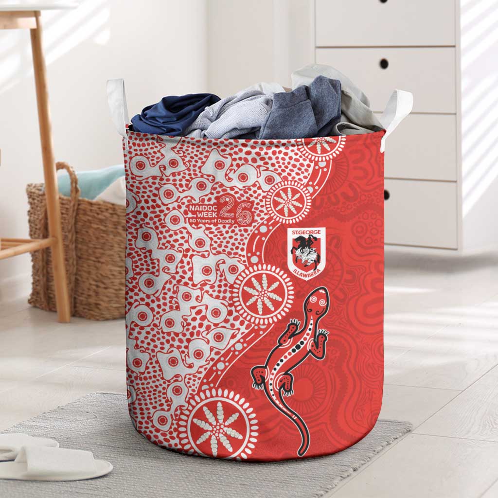 St George Illawarra Dragons NAIDOC Week 2026 Laundry Basket Aboriginal Lizard Dot Painting - 50 Years of Deadly