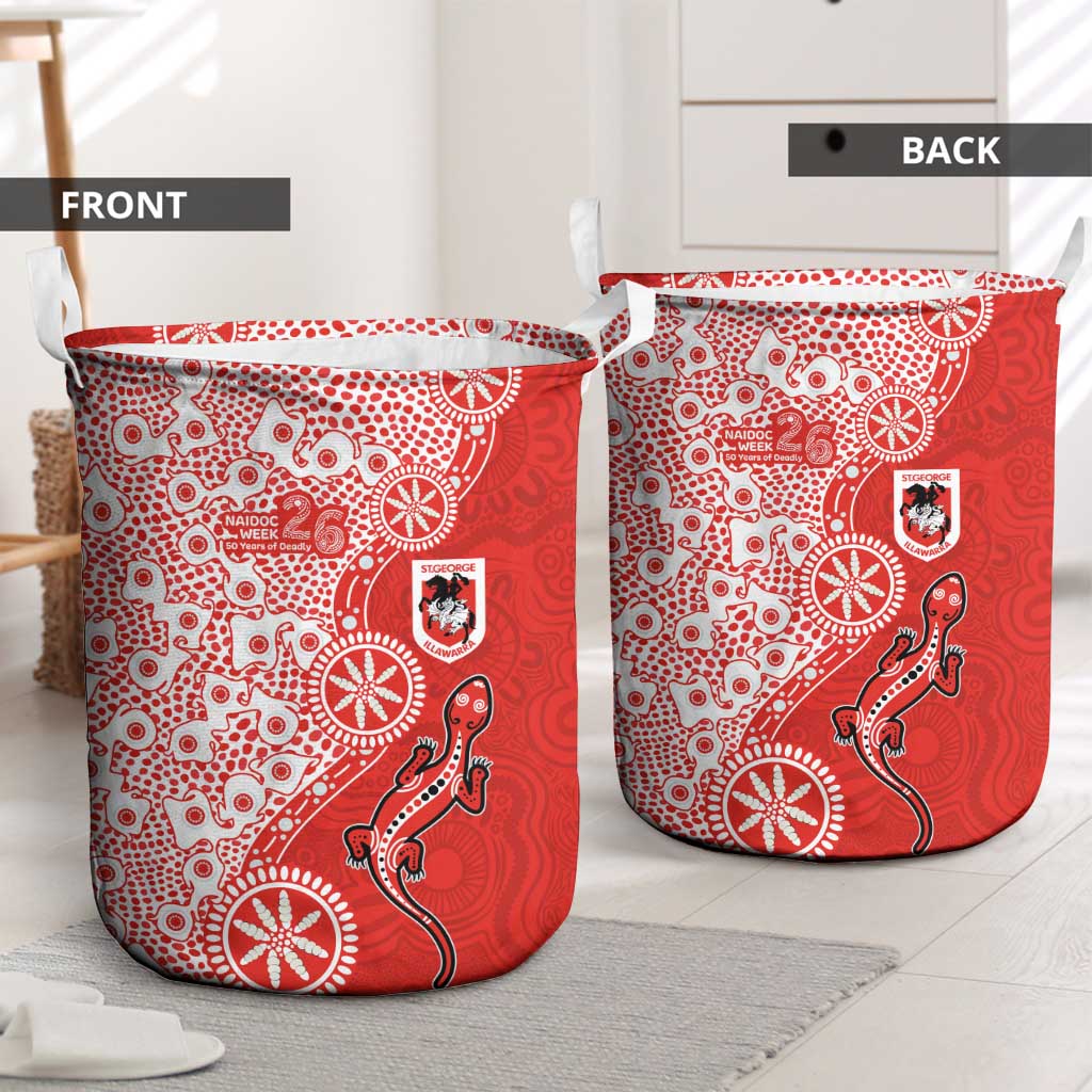 St George Illawarra Dragons NAIDOC Week 2026 Laundry Basket Aboriginal Lizard Dot Painting - 50 Years of Deadly