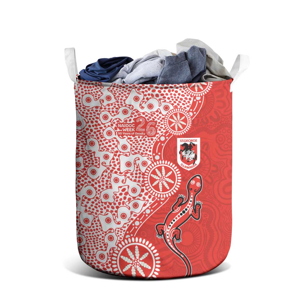 St George Illawarra Dragons NAIDOC Week 2026 Laundry Basket Aboriginal Lizard Dot Painting - 50 Years of Deadly