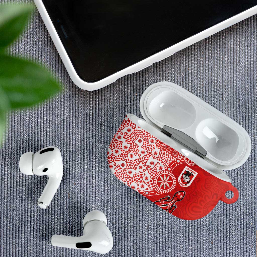St George Illawarra Dragons NAIDOC Week 2026 AirPods Case Aboriginal Lizard Dot Painting - 50 Years of Deadly