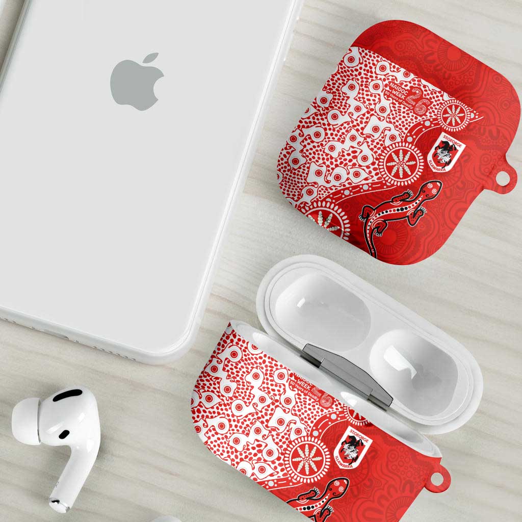 St George Illawarra Dragons NAIDOC Week 2026 AirPods Case Aboriginal Lizard Dot Painting - 50 Years of Deadly