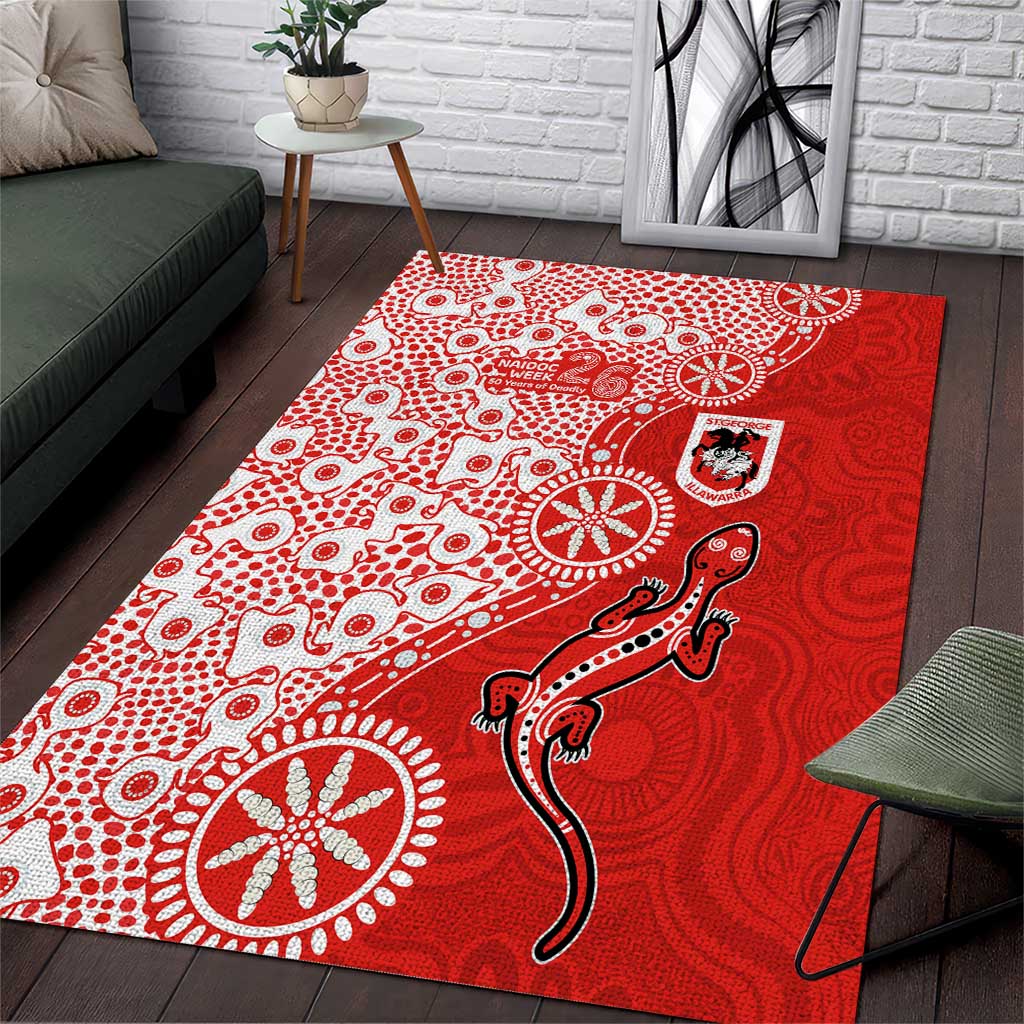 St George Illawarra Dragons NAIDOC Week 2026 Area Rug Aboriginal Lizard Dot Painting - 50 Years of Deadly