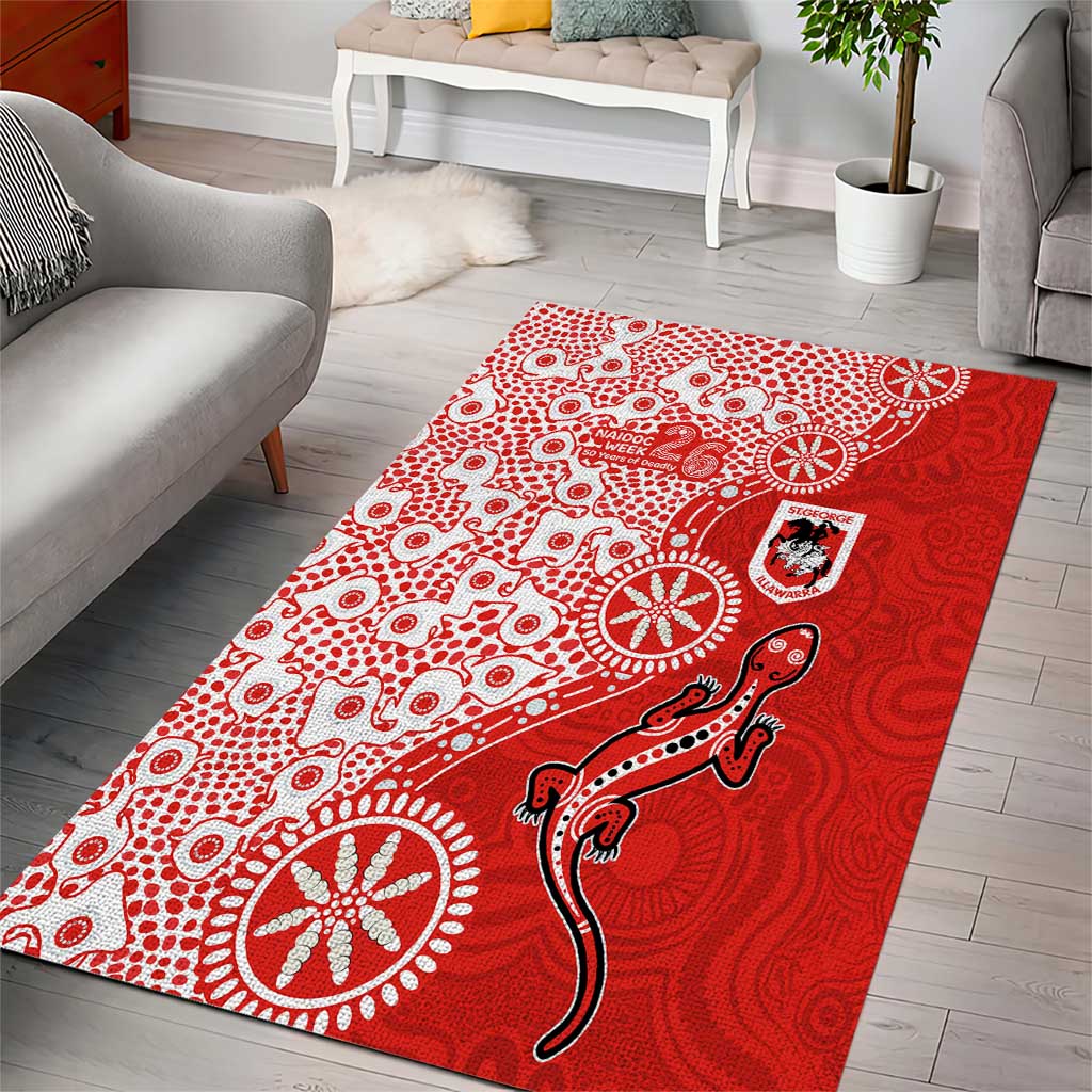 St George Illawarra Dragons NAIDOC Week 2026 Area Rug Aboriginal Lizard Dot Painting - 50 Years of Deadly