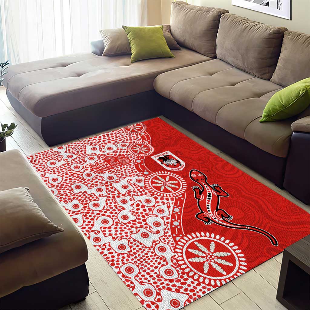 St George Illawarra Dragons NAIDOC Week 2026 Area Rug Aboriginal Lizard Dot Painting - 50 Years of Deadly