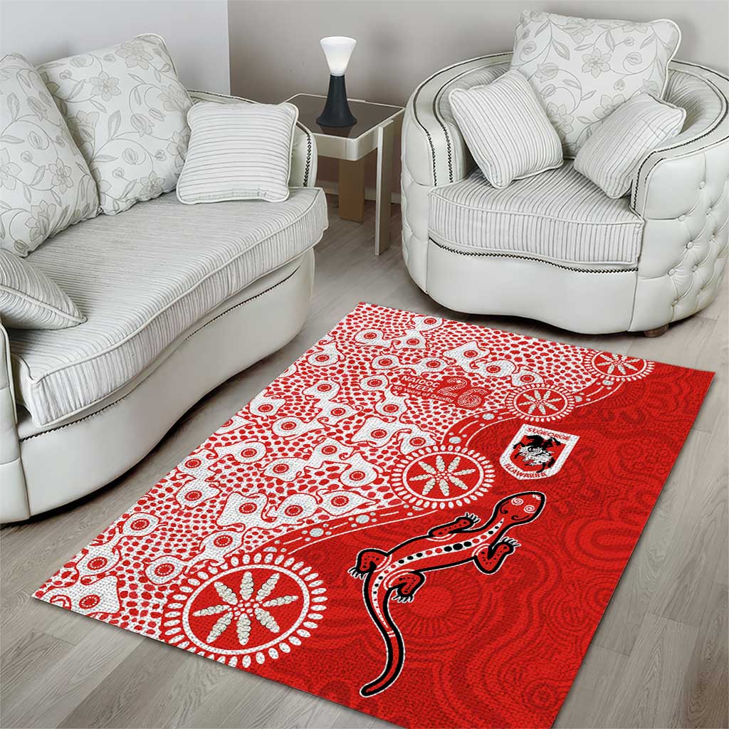 St George Illawarra Dragons NAIDOC Week 2026 Area Rug Aboriginal Lizard Dot Painting - 50 Years of Deadly