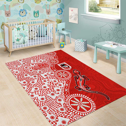 St George Illawarra Dragons NAIDOC Week 2026 Area Rug Aboriginal Lizard Dot Painting - 50 Years of Deadly