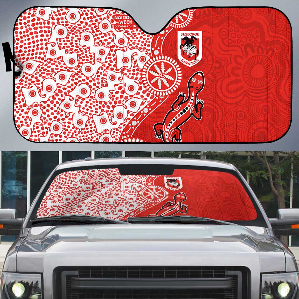St George Illawarra Dragons NAIDOC Week 2026 Auto Sun Shade Aboriginal Lizard Dot Painting - 50 Years of Deadly