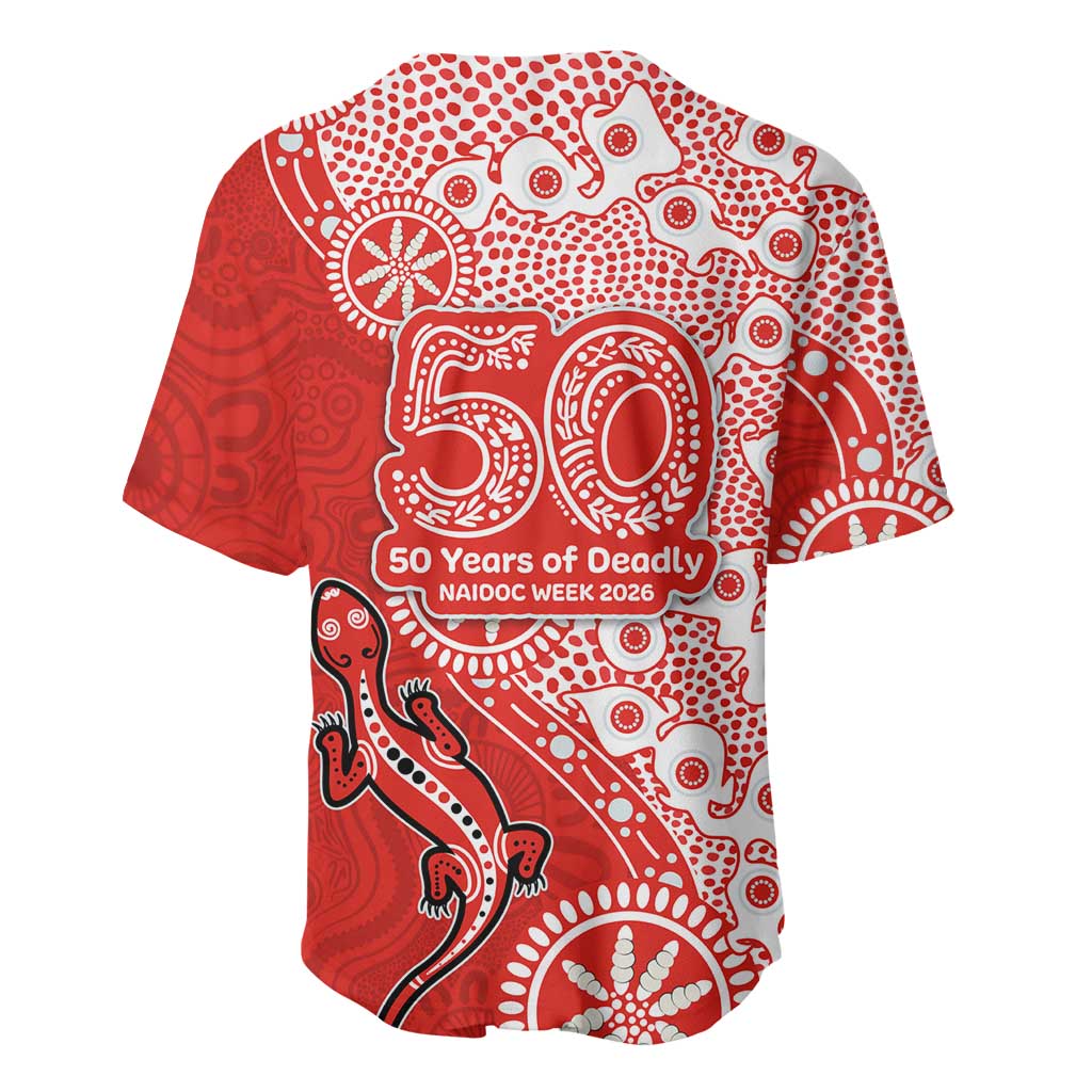 St George Illawarra Dragons NAIDOC Week 2026 Baseball Jersey Aboriginal Lizard Dot Painting - 50 Years of Deadly