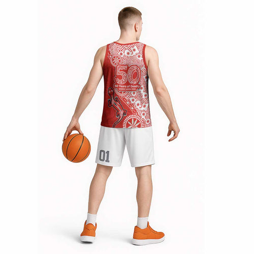 St George Illawarra Dragons NAIDOC Week 2026 Basketball Jersey Aboriginal Lizard Dot Painting - 50 Years of Deadly