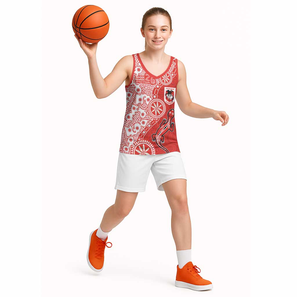 St George Illawarra Dragons NAIDOC Week 2026 Basketball Jersey Aboriginal Lizard Dot Painting - 50 Years of Deadly