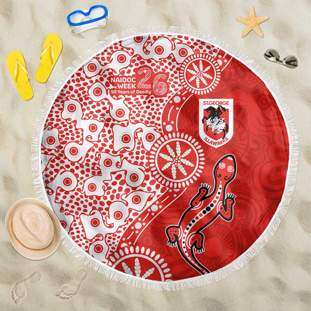 St George Illawarra Dragons NAIDOC Week 2026 Beach Blanket Aboriginal Lizard Dot Painting - 50 Years of Deadly