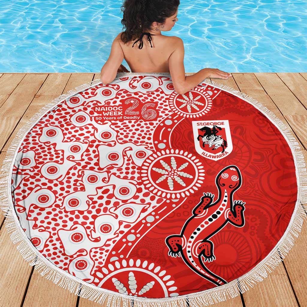 St George Illawarra Dragons NAIDOC Week 2026 Beach Blanket Aboriginal Lizard Dot Painting - 50 Years of Deadly