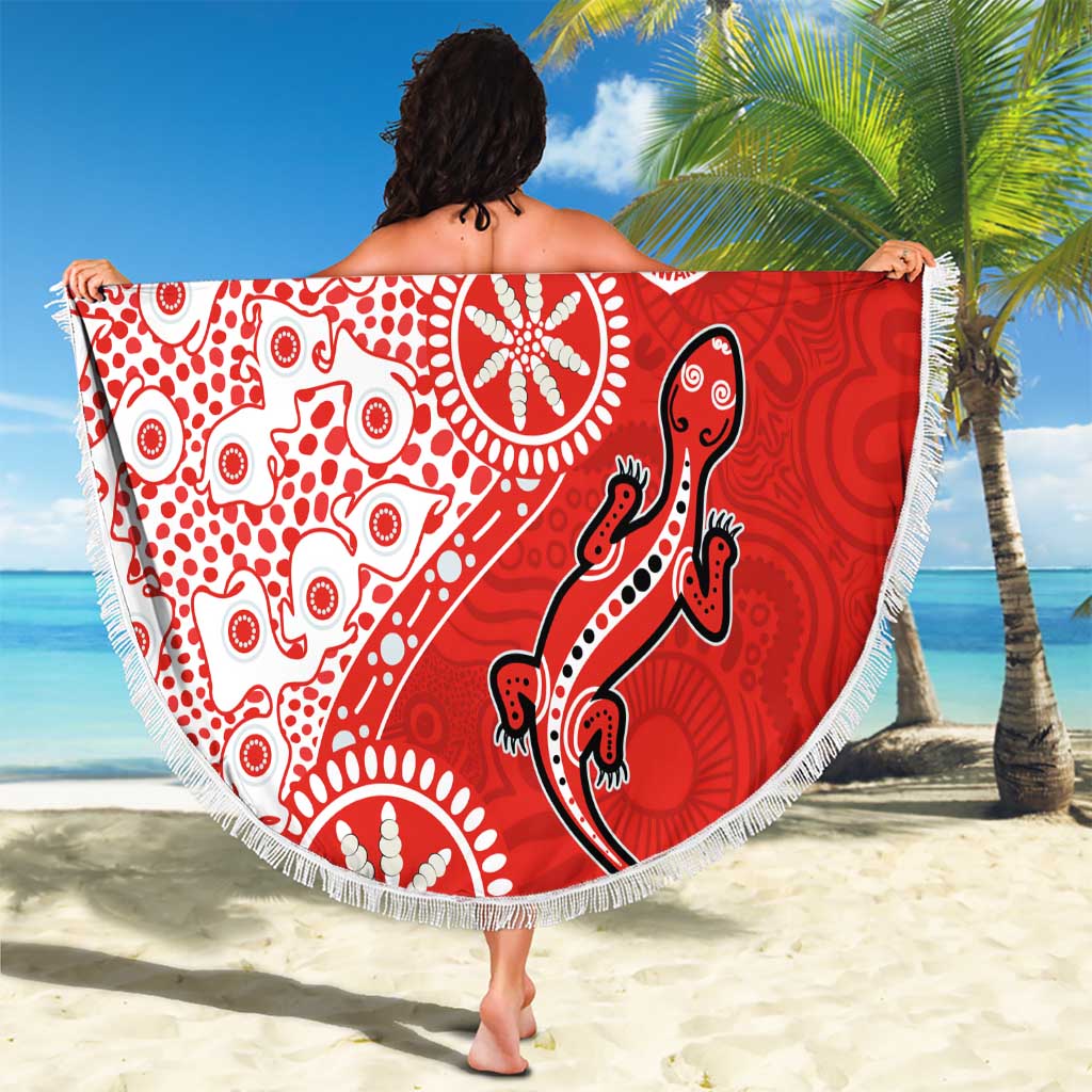 St George Illawarra Dragons NAIDOC Week 2026 Beach Blanket Aboriginal Lizard Dot Painting - 50 Years of Deadly
