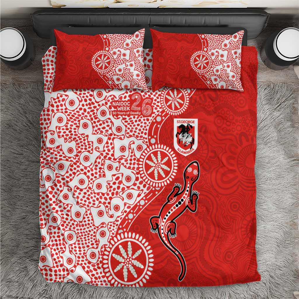 St George Illawarra Dragons NAIDOC Week 2026 Bedding Set Aboriginal Lizard Dot Painting - 50 Years of Deadly