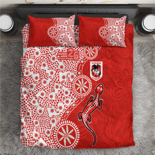 St George Illawarra Dragons NAIDOC Week 2026 Bedding Set Aboriginal Lizard Dot Painting - 50 Years of Deadly