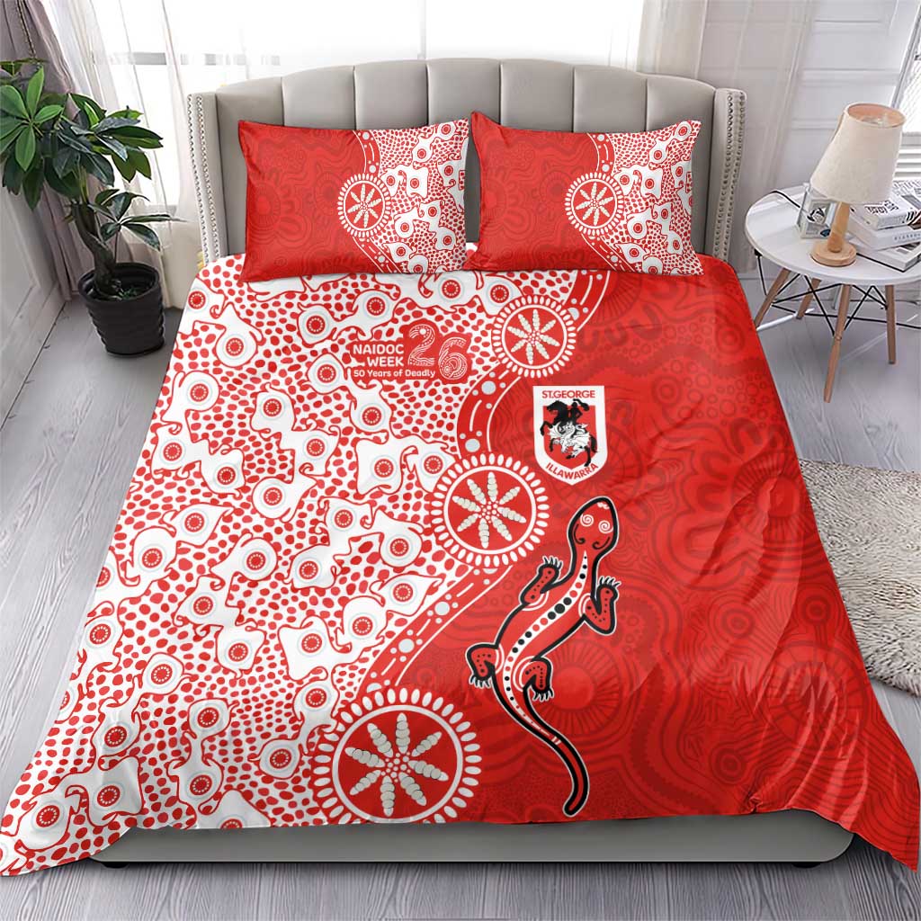 St George Illawarra Dragons NAIDOC Week 2026 Bedding Set Aboriginal Lizard Dot Painting - 50 Years of Deadly