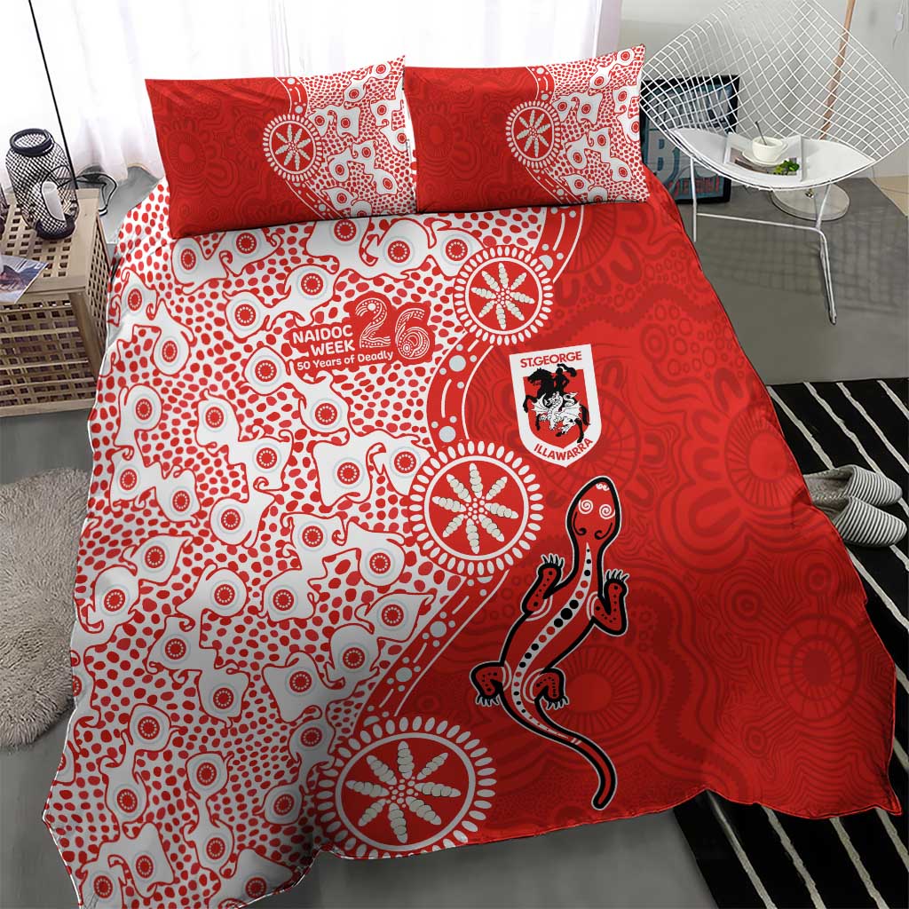 St George Illawarra Dragons NAIDOC Week 2026 Bedding Set Aboriginal Lizard Dot Painting - 50 Years of Deadly