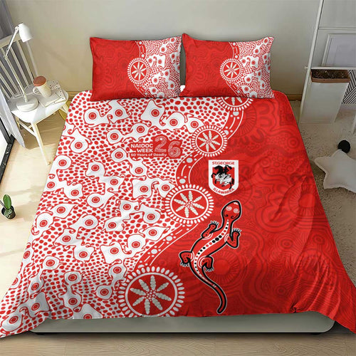 St George Illawarra Dragons NAIDOC Week 2026 Bedding Set Aboriginal Lizard Dot Painting - 50 Years of Deadly