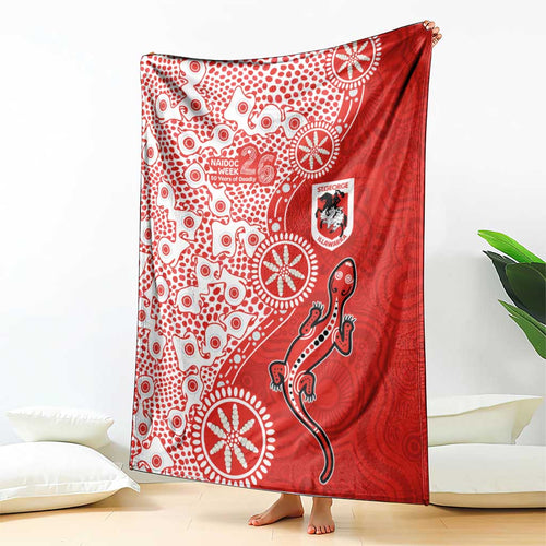 St George Illawarra Dragons NAIDOC Week 2026 Blanket Aboriginal Lizard Dot Painting - 50 Years of Deadly