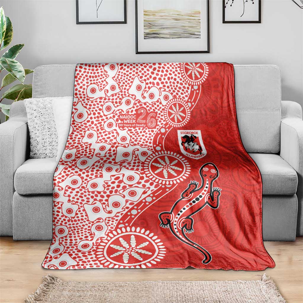 St George Illawarra Dragons NAIDOC Week 2026 Blanket Aboriginal Lizard Dot Painting - 50 Years of Deadly