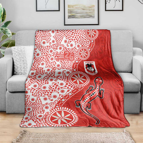 St George Illawarra Dragons NAIDOC Week 2026 Blanket Aboriginal Lizard Dot Painting - 50 Years of Deadly