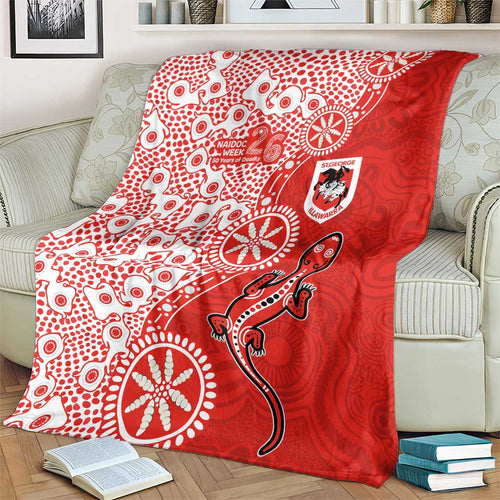 St George Illawarra Dragons NAIDOC Week 2026 Blanket Aboriginal Lizard Dot Painting - 50 Years of Deadly