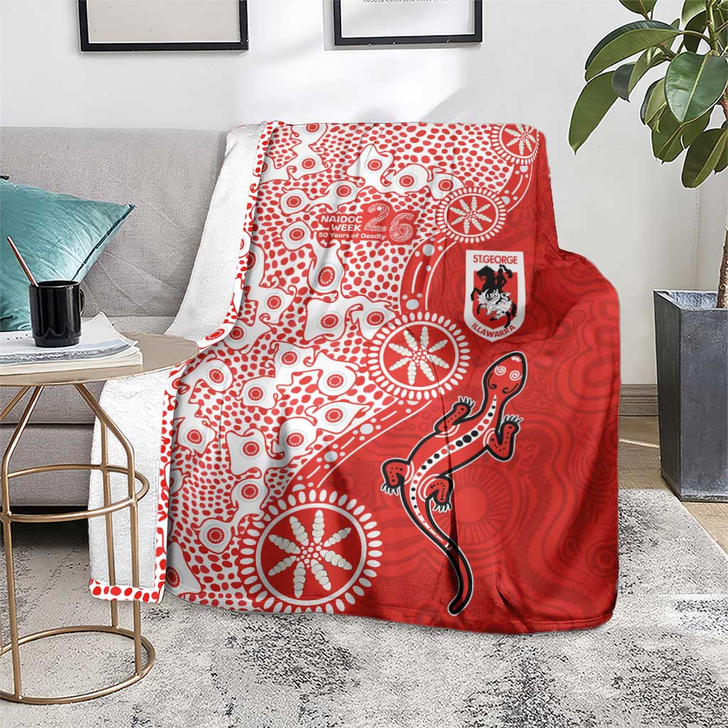 St George Illawarra Dragons NAIDOC Week 2026 Blanket Aboriginal Lizard Dot Painting - 50 Years of Deadly