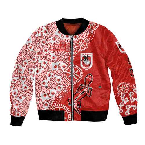 St George Illawarra Dragons NAIDOC Week 2026 Bomber Jacket Aboriginal Lizard Dot Painting - 50 Years of Deadly