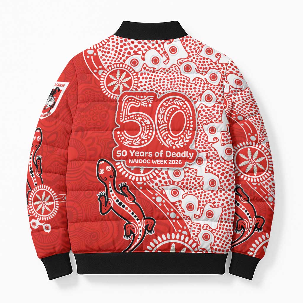 St George Illawarra Dragons NAIDOC Week 2026 Bomber Puffer Jacket Aboriginal Lizard Dot Painting - 50 Years of Deadly