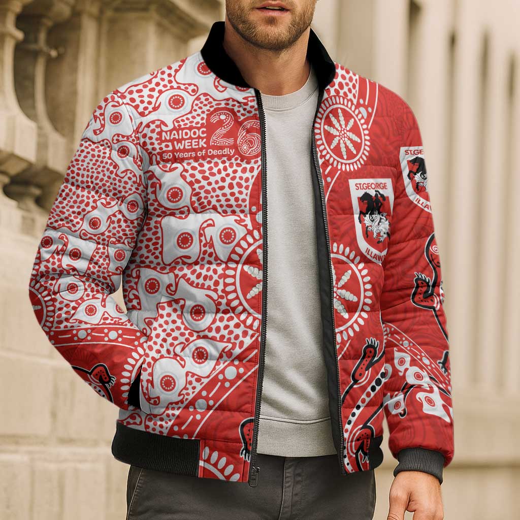 St George Illawarra Dragons NAIDOC Week 2026 Bomber Puffer Jacket Aboriginal Lizard Dot Painting - 50 Years of Deadly