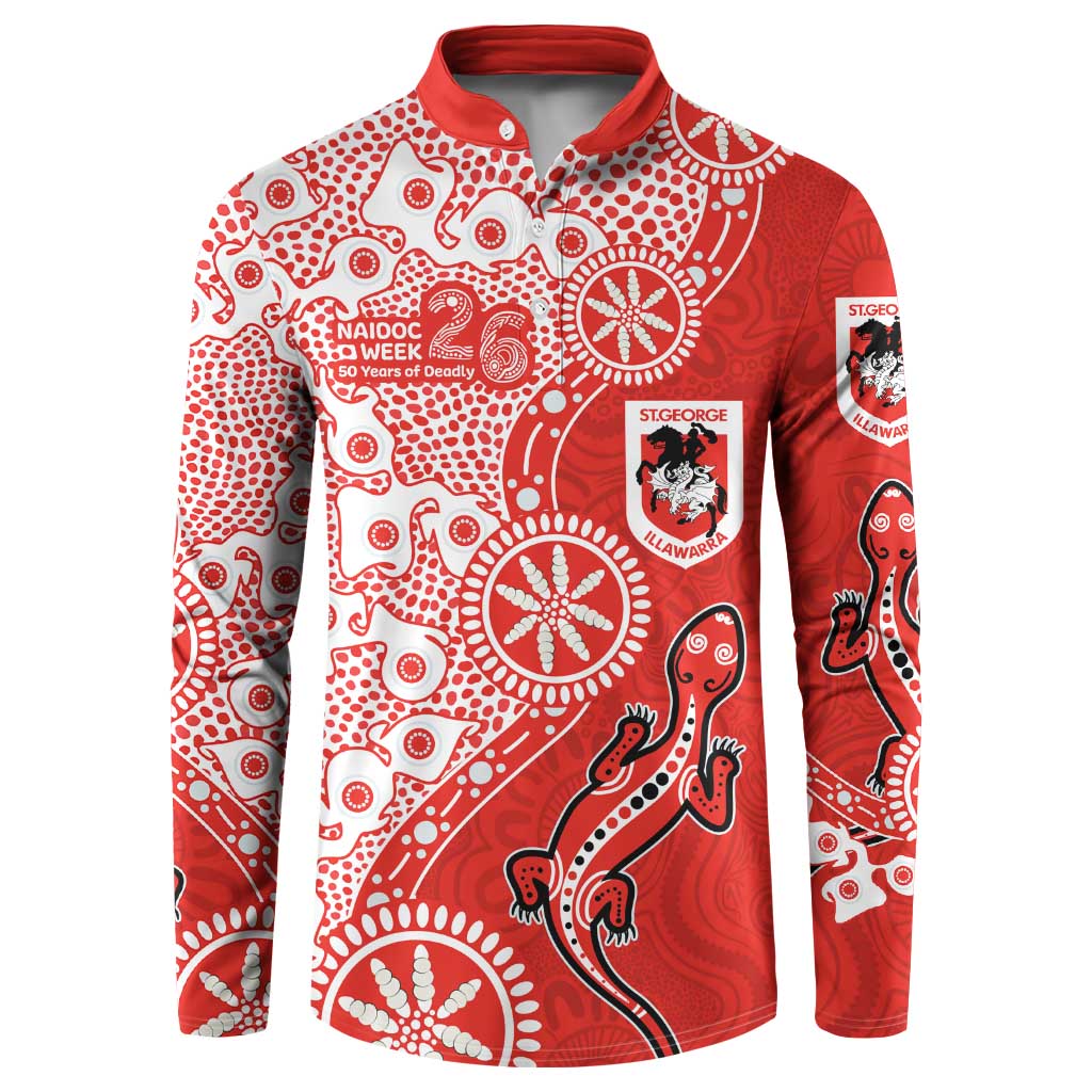 St George Illawarra Dragons NAIDOC Week 2026 Button Sweatshirt Aboriginal Lizard Dot Painting - 50 Years of Deadly