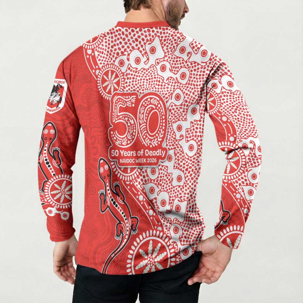 St George Illawarra Dragons NAIDOC Week 2026 Button Sweatshirt Aboriginal Lizard Dot Painting - 50 Years of Deadly