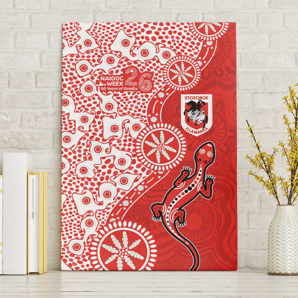 St George Illawarra Dragons NAIDOC Week 2026 Canvas Wall Art Aboriginal Lizard Dot Painting - 50 Years of Deadly