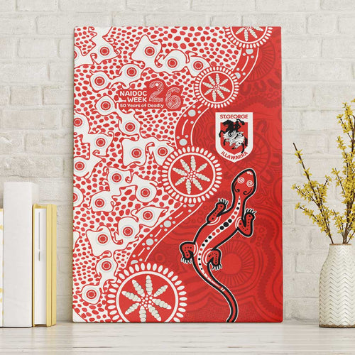 St George Illawarra Dragons NAIDOC Week 2026 Canvas Wall Art Aboriginal Lizard Dot Painting - 50 Years of Deadly