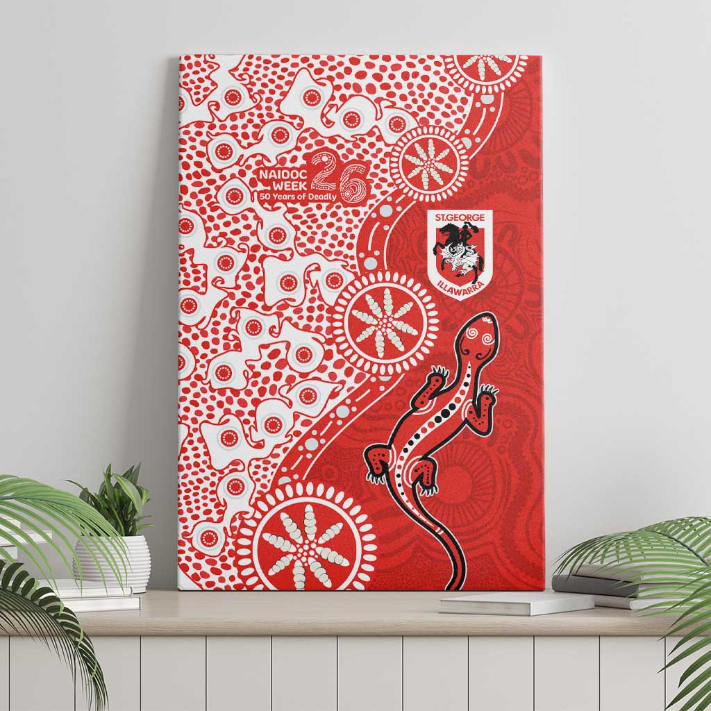 St George Illawarra Dragons NAIDOC Week 2026 Canvas Wall Art Aboriginal Lizard Dot Painting - 50 Years of Deadly
