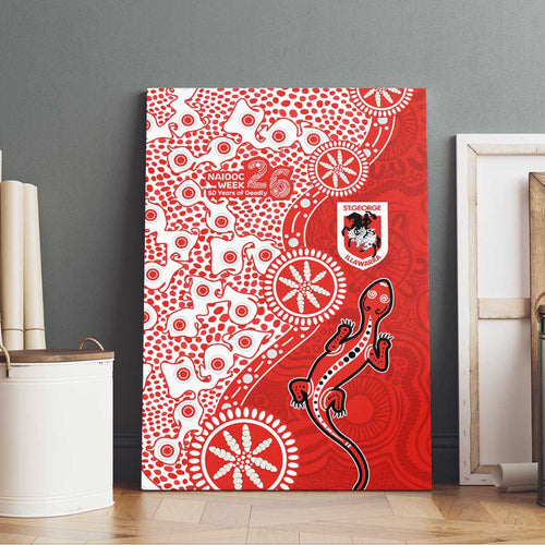 St George Illawarra Dragons NAIDOC Week 2026 Canvas Wall Art Aboriginal Lizard Dot Painting - 50 Years of Deadly