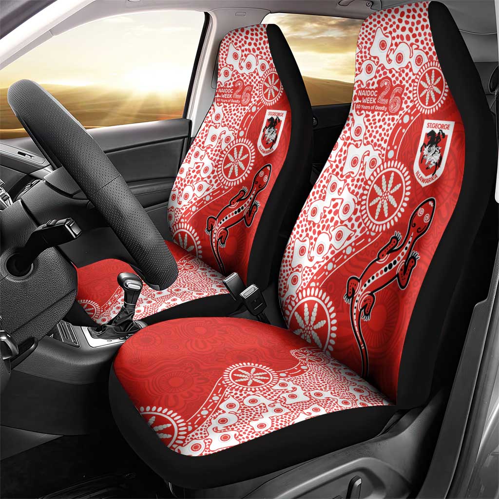 St George Illawarra Dragons NAIDOC Week 2026 Car Seat Cover Aboriginal Lizard Dot Painting - 50 Years of Deadly