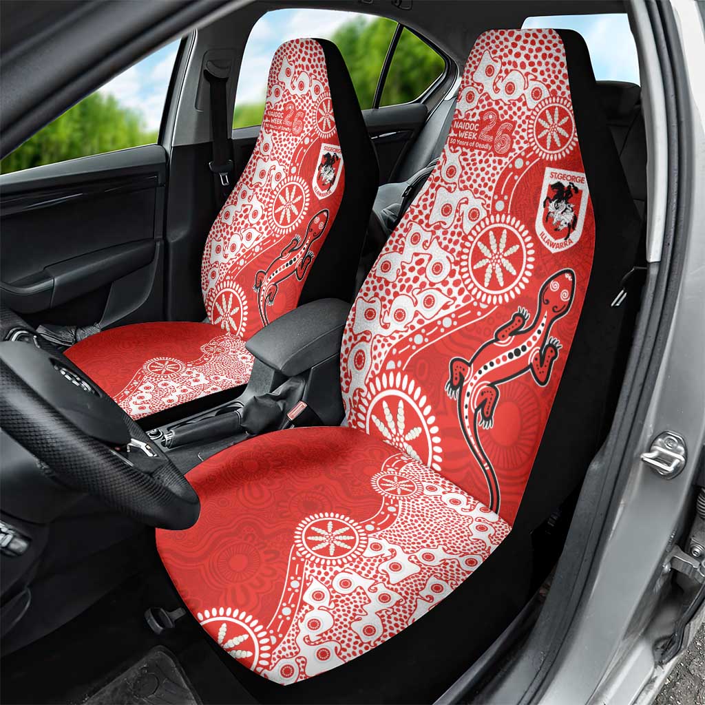 St George Illawarra Dragons NAIDOC Week 2026 Car Seat Cover Aboriginal Lizard Dot Painting - 50 Years of Deadly