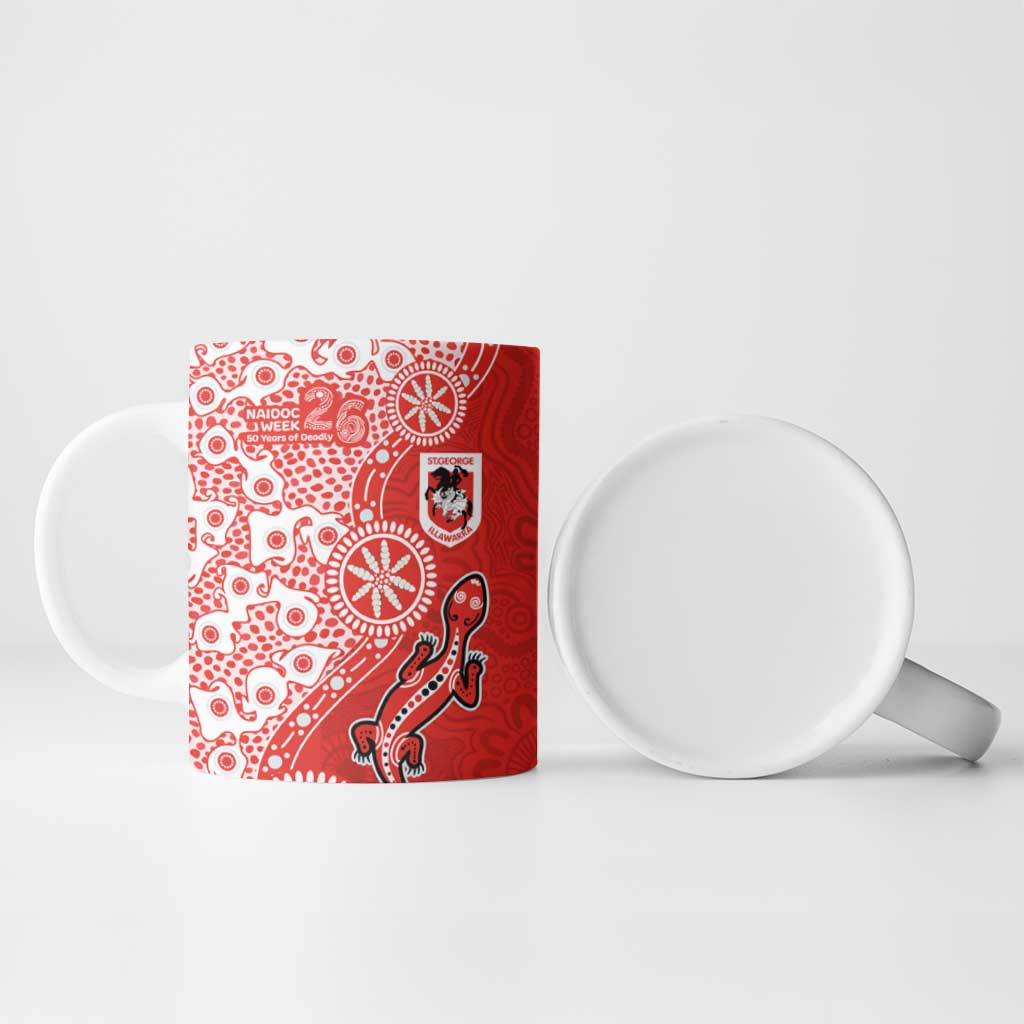 St George Illawarra Dragons NAIDOC Week 2026 Ceramic Mug Aboriginal Lizard Dot Painting - 50 Years of Deadly