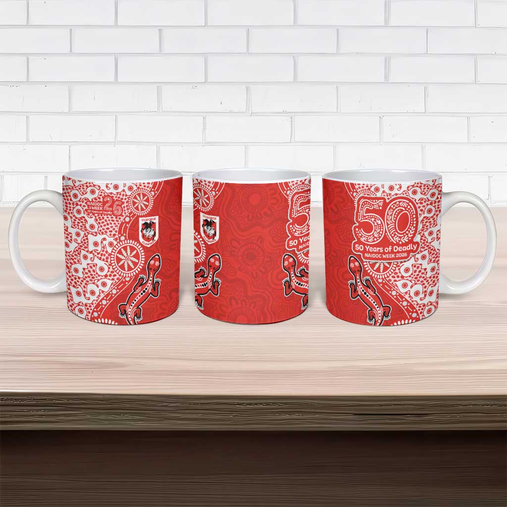 St George Illawarra Dragons NAIDOC Week 2026 Ceramic Mug Aboriginal Lizard Dot Painting - 50 Years of Deadly
