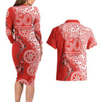 St George Illawarra Dragons NAIDOC Week 2026 Couples Matching Long Sleeve Bodycon Dress and Hawaiian Shirt Aboriginal Lizard Dot Painting - 50 Years of Deadly