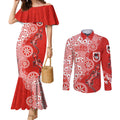 St George Illawarra Dragons NAIDOC Week 2026 Couples Matching Mermaid Dress and Long Sleeve Button Shirt Aboriginal Lizard Dot Painting - 50 Years of Deadly