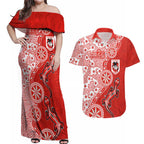 St George Illawarra Dragons NAIDOC Week 2026 Couples Matching Off Shoulder Maxi Dress and Hawaiian Shirt Aboriginal Lizard Dot Painting - 50 Years of Deadly