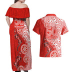 St George Illawarra Dragons NAIDOC Week 2026 Couples Matching Off Shoulder Maxi Dress and Hawaiian Shirt Aboriginal Lizard Dot Painting - 50 Years of Deadly